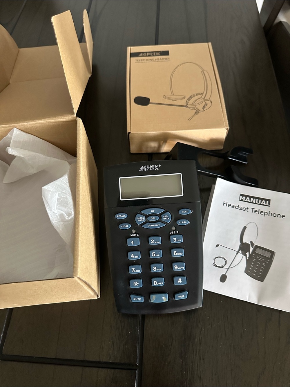 Black Headset Telephone with Wired Keypad